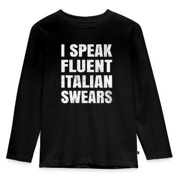 Ich Spreche Fließend Italienische Schimpfwörter - Kinder Premium Bio Langarmshirt - Schwarz - Vorne - AI Model Kid Male (0cm)