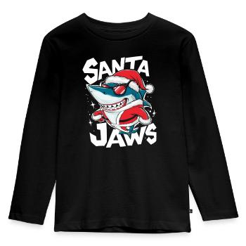Santa Jaws Funny Shark Christmas Shirt - Kids' Premium Longsleeve Shirt - black - Front - AI Model Kid Male (0cm)