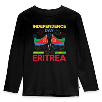 Eritrea Unabhängigkeitstag 24th May 1991 - Kinder Premium Bio Langarmshirt - Schwarz - Vorne - AI Model Kid Male (0cm)