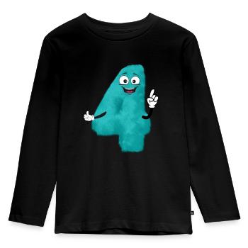 fluffy 4 for 4th birthday 4 years toddler - Kids' Premium Longsleeve Shirt - black - Front - AI Model Kid Male (0cm)