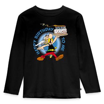 Asterix & Obelix Asterix Alles Gute Zum Geburtstag - Kinder Premium Bio Langarmshirt - Schwarz - Vorne - AI Model Kid Male (0cm)