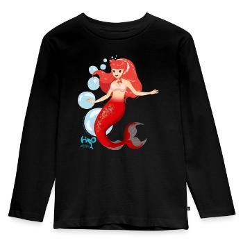H2O Abenteuer Meerjungfrau Rikki Schwimmt - Kinder Premium Bio Langarmshirt - Schwarz - Vorne - AI Model Kid Male (0cm)