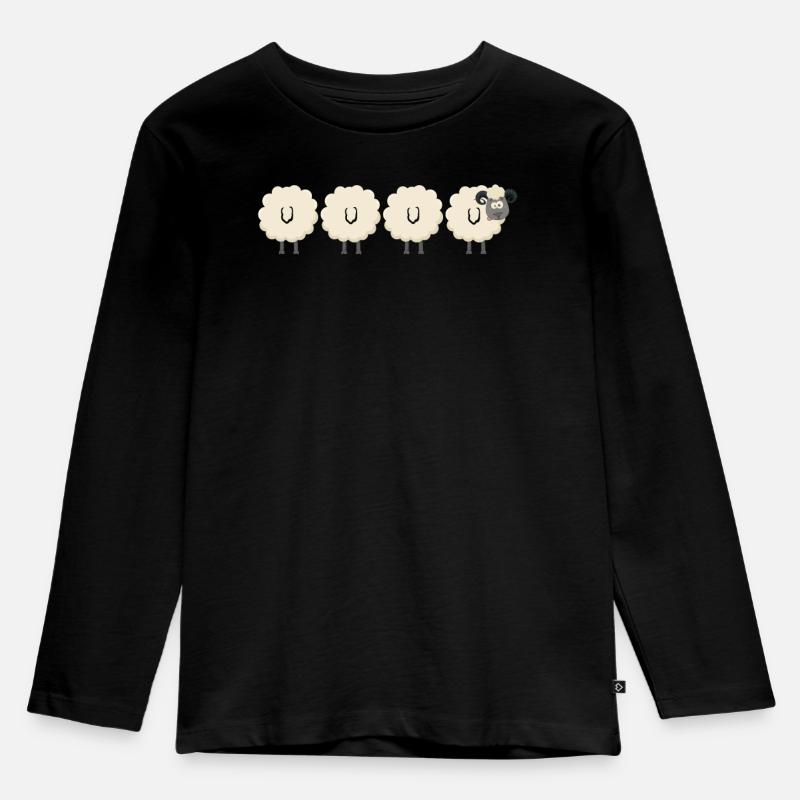 Schafe - Kinder Premium Bio Langarmshirt - Schwarz