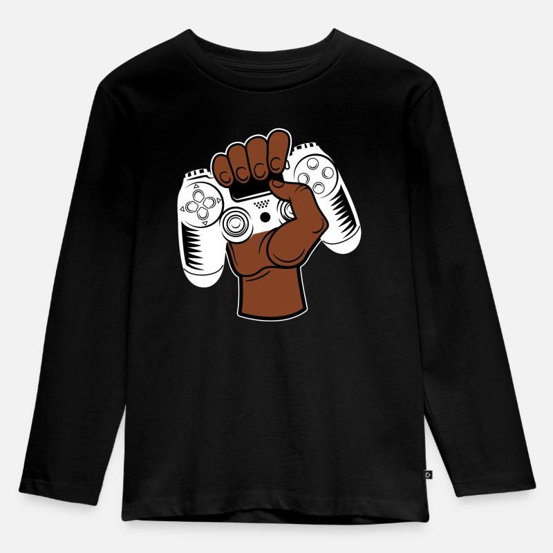 Gaming Controller - Kinder Premium Bio Langarmshirt - Schwarz