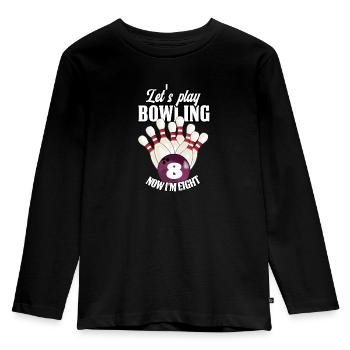 BOWLING, Party T-Shirt, ich bin jetzt 8 - Kinder Premium Bio Langarmshirt - Schwarz - Vorne - AI Model Kid Male (0cm)