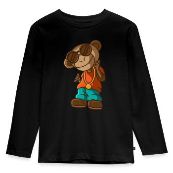 Hip Hop Affe, geschenk gangster gangsta rap rapper - Kinder Premium Bio Langarmshirt - Schwarz - Vorne - AI Model Kid Male (0cm)