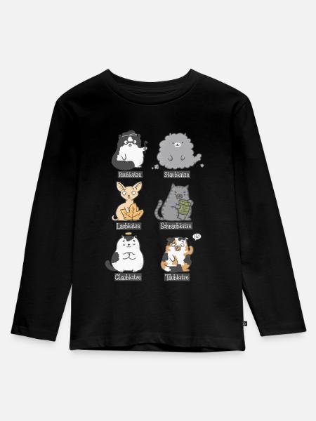 Aub-Katzen - Kinder Premium Bio Langarmshirt - Schwarz