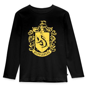 Harry Potter Hufflepuff Coat of Arms - Kids' Premium Longsleeve Shirt - black - Front - AI Model Kid Male (0cm)