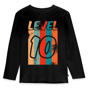 Level 10 birthday vintage - Kids' Premium Longsleeve Shirt - black - Front - AI Model Kid Male (0cm)