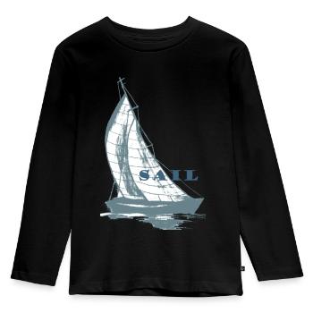 Voilier,Mer,Cadeau,maritime,cool,tendance, - T-shirt manches longues Premium Enfant - noir - Devant - AI Model Kid Male (0cm)