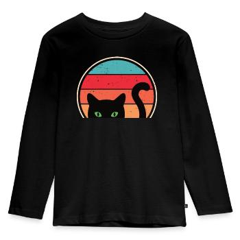 Funny Cat Look - Kids' Premium Longsleeve Shirt - black - Front - AI Model Kid Male (0cm)