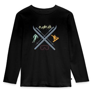 Ski und Snowboard Symbole Wintersport Liebhaber - Kinder Premium Bio Langarmshirt - Schwarz - Vorne - AI Model Kid Male (0cm)