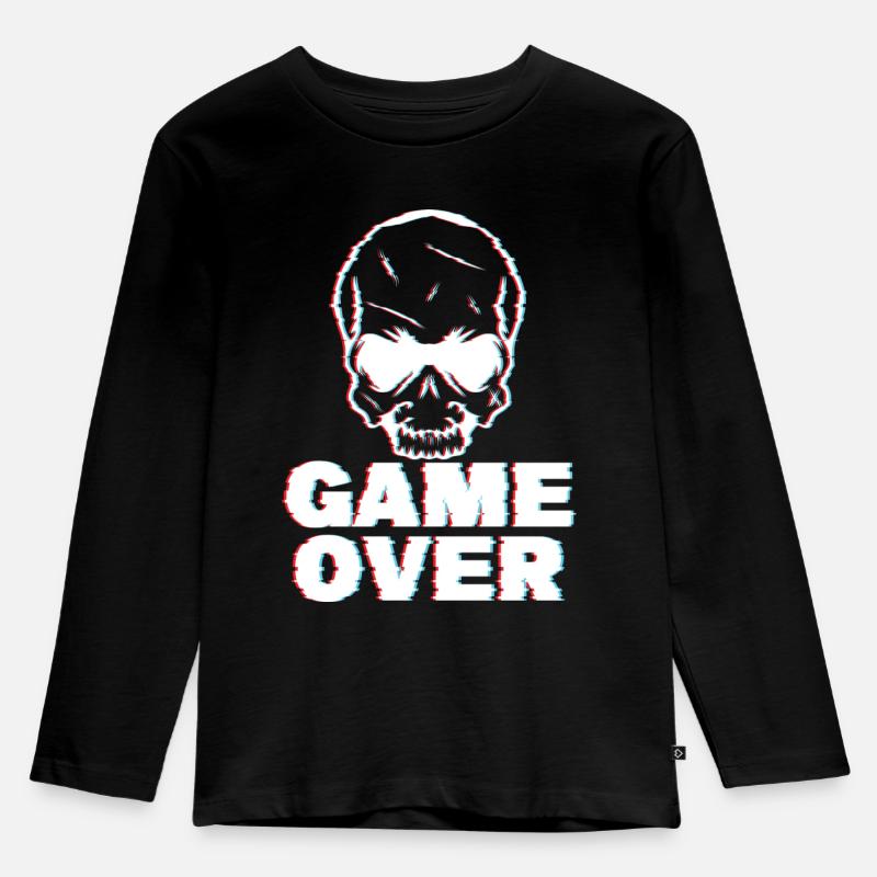Game Over Glitch - Kinder Premium Bio Langarmshirt - Schwarz