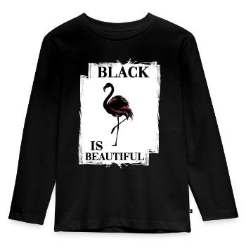 black flamingo prefer black black beautiful - Kids' Premium Longsleeve Shirt - black - Front - AI Model Kid Male (0cm)