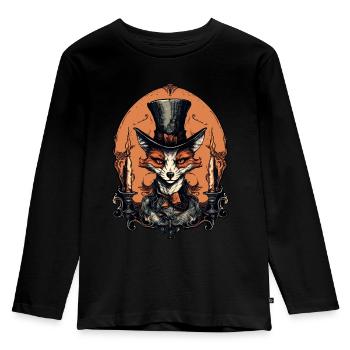 Renard gothique avec chapeau haut de forme - T-shirt manches longues Premium Enfant - noir - Devant - AI Model Kid Male (0cm)