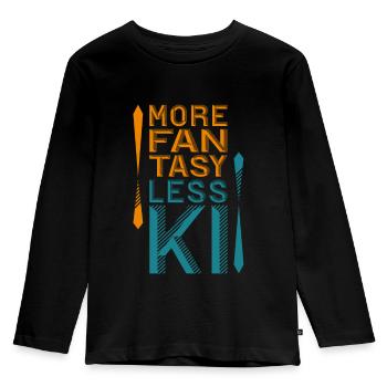 More Fantasy - less KI - Kinder Premium Bio Langarmshirt - Schwarz - Vorne - AI Model Kid Male (0cm)
