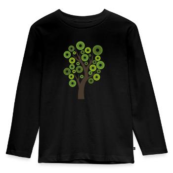 Baum Geschenk Natur modern Blätter Wald Hipster - Kinder Premium Bio Langarmshirt - Schwarz - Vorne - AI Model Kid Male (0cm)