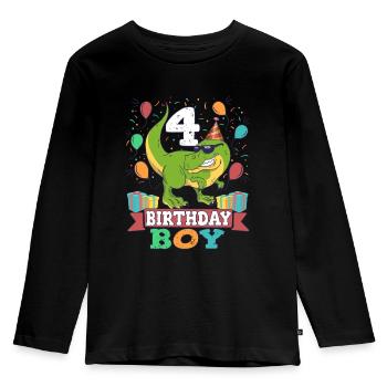 Dinosaur Dino Birthday Celebration 4 Years - Kids' Premium Longsleeve Shirt - black - Front - AI Model Kid Male (0cm)