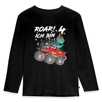 4. Geburtstag Kindergeburtstag Roar Ich Bin 4 - Kinder Premium Bio Langarmshirt - Schwarz - Vorne - AI Model Kid Male (0cm)