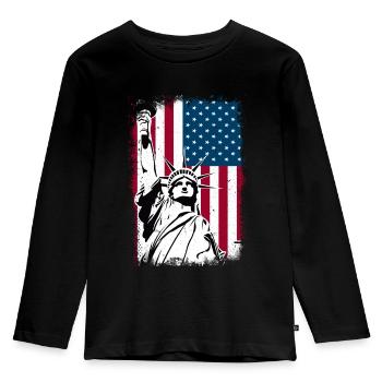 Statue of Liberty America - Kids' Premium Longsleeve Shirt - black - Front - AI Model Kid Male (0cm)