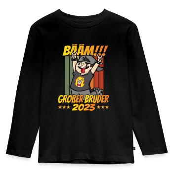 BÄÄM Großer Bruder 2023 Rockmusik - Kinder Premium Bio Langarmshirt - Schwarz - Vorne - AI Model Kid Male (0cm)