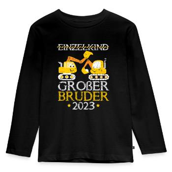 Einzelkind Großer Bruder 2023 Bagger - Kinder Premium Bio Langarmshirt - Schwarz - Vorne - AI Model Kid Male (0cm)