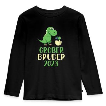 Großer Bruder 2023 Dino - Kinder Premium Bio Langarmshirt - Schwarz - Vorne - AI Model Kid Male (0cm)
