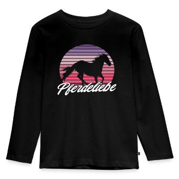Pferd Pferdeliebe - Kinder Premium Bio Langarmshirt - Schwarz - Vorne - AI Model Kid Male (0cm)