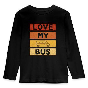 Love My Bus I Retro Busfahrer Urlaub Bus Spruch - Kinder Premium Bio Langarmshirt - Schwarz - Vorne - AI Model Kid Male (0cm)