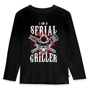 BBQ Serial Griller Barbeque - Kids' Premium Longsleeve Shirt - black - Front - AI Model Kid Male (0cm)