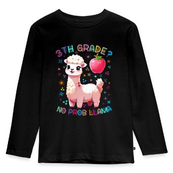 Funny 3th GRADE? NO PROB LLAMA Alpaca Lover - Kids' Premium Longsleeve Shirt - black - Front - AI Model Kid Male (0cm)