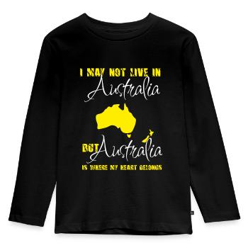 Ich kann nicht in Australien leben, aber Australien ist wo - Kinder Premium Bio Langarmshirt - Schwarz - Vorne - AI Model Kid Male (0cm)