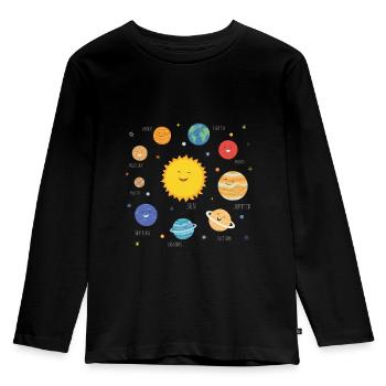 Universum - Kinder Premium Bio Langarmshirt - Schwarz - Vorne - AI Model Kid Male (0cm)