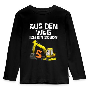 5. Geburtstag 5 Jahre Bagger ich bin schon 5 Jungs - Kinder Premium Bio Langarmshirt - Schwarz - Vorne - AI Model Kid Male (0cm)