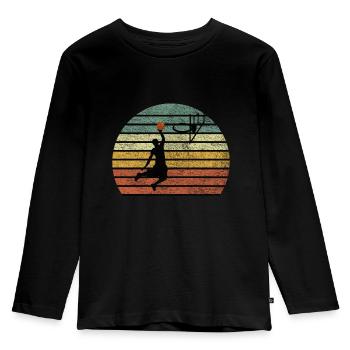 Basketball Retro Vintage Slam Dunk Geschenk - Kinder Premium Bio Langarmshirt - Schwarz - Vorne - AI Model Kid Male (0cm)