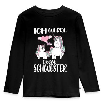 Große Schwester Einhorn - Kinder Premium Bio Langarmshirt - Schwarz - Vorne - AI Model Kid Male (0cm)