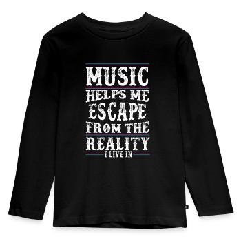 Music helps me - Music Love - Music Quote - Kids' Premium Longsleeve Shirt - black - Front - AI Model Kid Male (0cm)