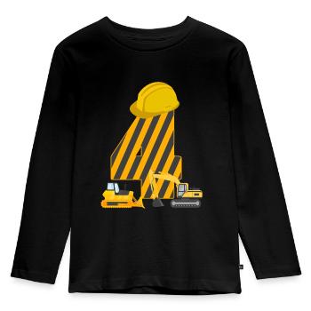 4 Jahre Geburtstag Baustelle Bagger - Kinder Premium Bio Langarmshirt - Schwarz - Vorne - AI Model Kid Male (0cm)