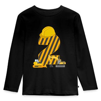 Cadeau d'excavatrice d'anniversaire pour enfants de 2 ans - T-shirt manches longues Premium Enfant - noir - Devant - AI Model Kid Male (0cm)