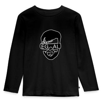 EGAL! Ihm ist einfach alles Egal steuern - Kinder Premium Bio Langarmshirt - Schwarz - Vorne - AI Model Kid Male (0cm)