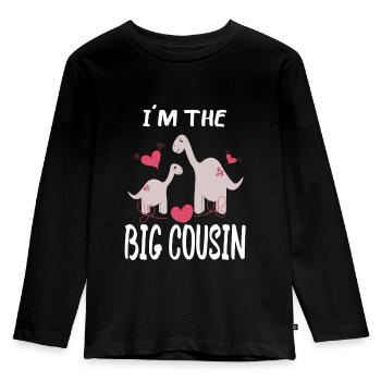 Je suis le grand cousin - Dino - T-shirt manches longues Premium Enfant - noir - Devant - AI Model Kid Male (0cm)