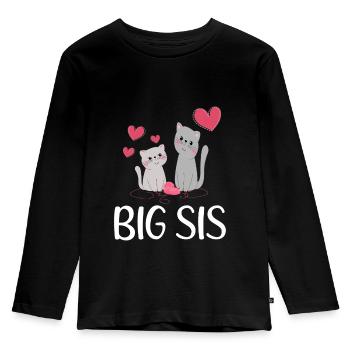 Die große Schwester Big Sis Katze Geschwister - Kinder Premium Bio Langarmshirt - Schwarz - Vorne - AI Model Kid Male (0cm)