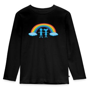 Kinder mit Regenbogen Kindergarten Geschwister - Kinder Premium Bio Langarmshirt - Schwarz - Vorne - AI Model Kid Male (0cm)