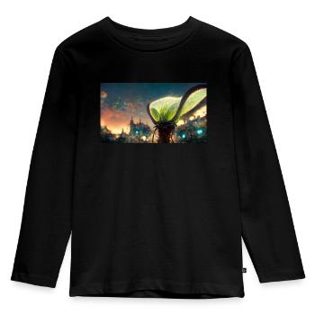 Futuristic Venus flytrap - Kids' Premium Longsleeve Shirt - black - Front - AI Model Kid Male (0cm)