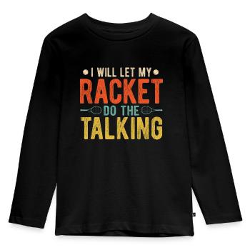 Tennisplatz Spruch Für Tennis - Kinder Premium Bio Langarmshirt - Schwarz - Vorne - AI Model Kid Male (0cm)