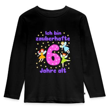 6. Geburtstag Mädchen Feen Magie Fantasie 6 Jahre - Kinder Premium Bio Langarmshirt - Schwarz - Vorne - AI Model Kid Male (0cm)