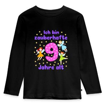 9th Birthday Fairies Magic Fantasy Girl 9 Years - Kids' Premium Longsleeve Shirt - black - Front - AI Model Kid Male (0cm)