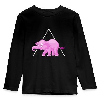 Elefanten Dickhäuter rosa Elefant im Porzelanladen - Kinder Premium Bio Langarmshirt - Schwarz - Vorne - AI Model Kid Male (0cm)