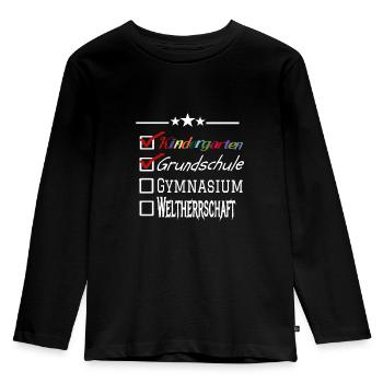 Schüler Schulanfang Gymnasium Weltherrschaft Humor - Kinder Premium Bio Langarmshirt - Schwarz - Vorne - AI Model Kid Male (0cm)