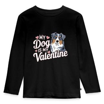 My Dog Is My Valentine | Australian Shepherd Fan - Kids' Premium Longsleeve Shirt - black - Front - AI Model Kid Male (0cm)